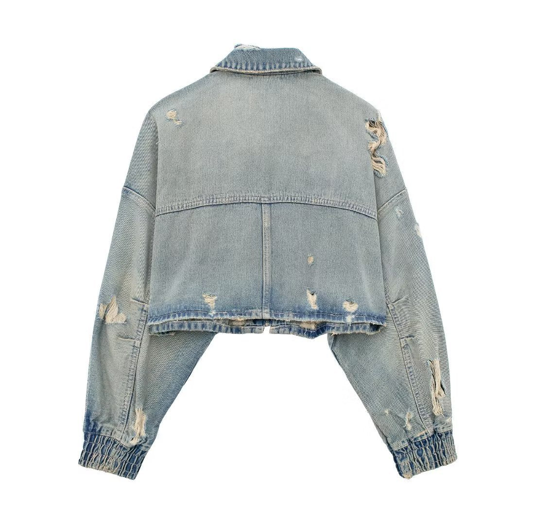 Denim Short Jacket Women's Clothing